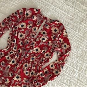 ASOS | red poppy romper with keyhole